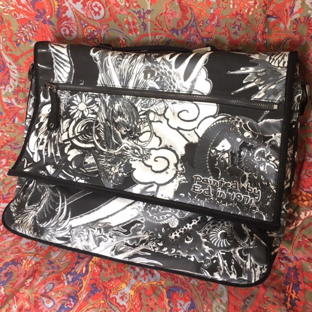 Hand-Painted Leather Portfolio Bag/Laptop Case